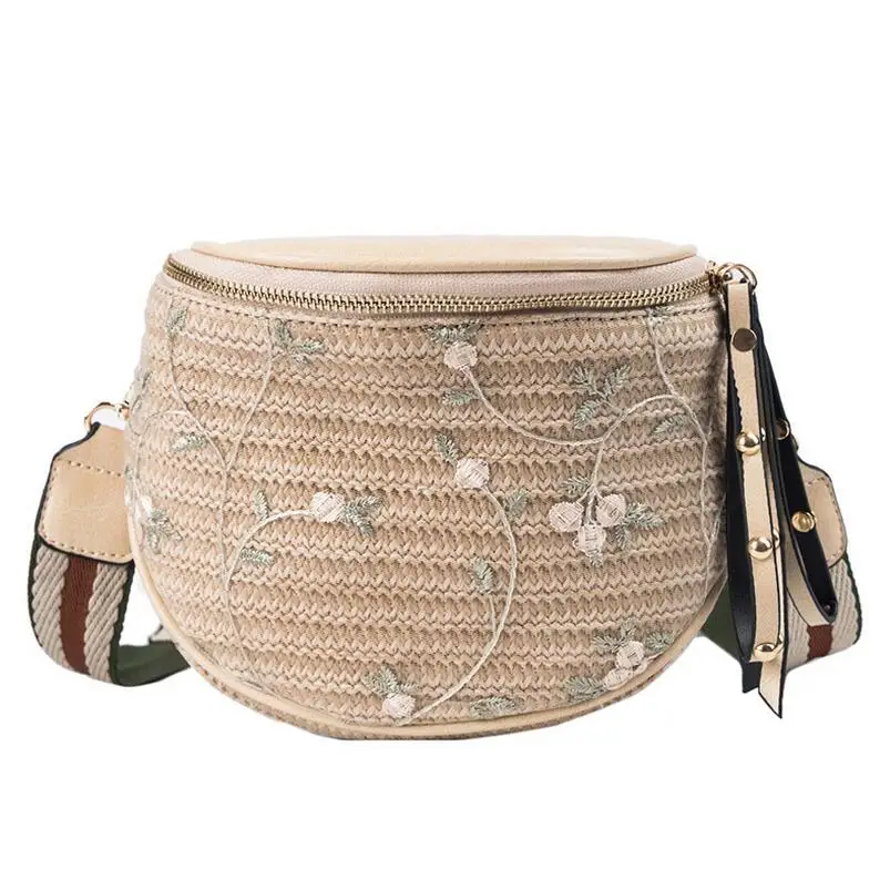 

New fashion Style Straw Bag Handbags Women Summer Rattan Bag Handmade Woven Beach Handbag embroidered Crossbody bag