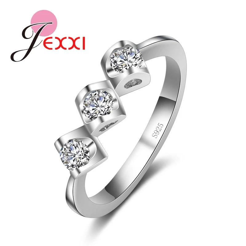 

PATICO Geometric Design Women Fashion Wedding Ring 925 Sterling Silver Rings For Women Summer Engagement Jewelry 3 Cubic Bijoux