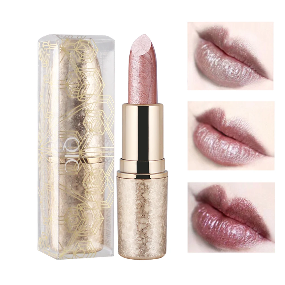 

Qic snow flower lipstick pencil waterproof long lasting metallic lipstick velvet matte lip gloss 6 colors shimmer lips Q907