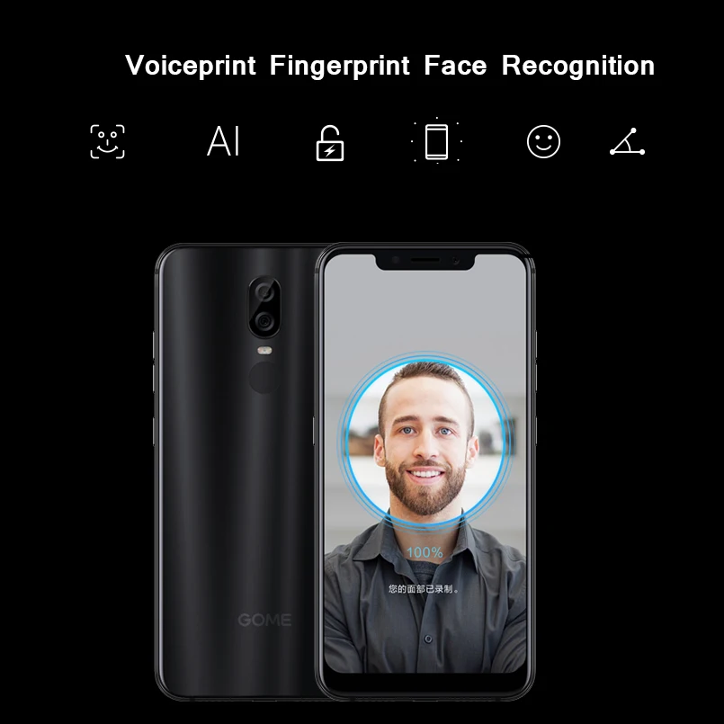 GOME U9 смартфон MTK Helio P23 6 ГБ 64 Гб Voiceprint Распознавание отпечатков пальцев лица 16,0 Мп мобильный телефон