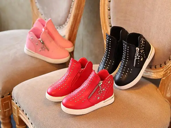 

Children Casual shoes Fashion rivet Kids Sneakers Zip Breathable spring autumn Boys Girls Flats Sport shoes 047