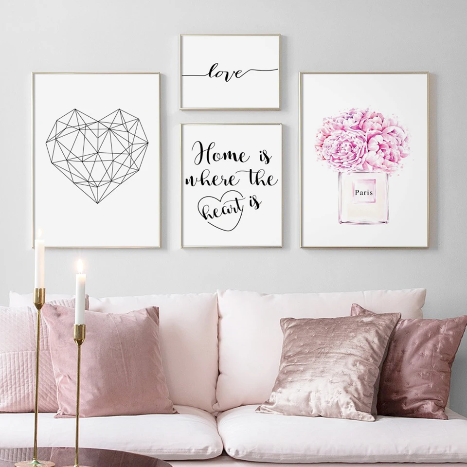 

Home Decor Prints Geometry Heart Letters Painting Nordic Pictures Wall Art Modular Canvas Poster Modern For Bedside Background