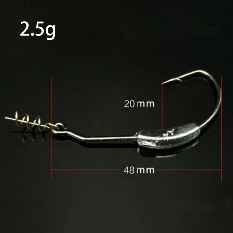 OUTKIT 5pcs/lot Barbed Lead Hook 2g/2.5g/3g/5.25g/7g Offset Fishing Hook Fish Hooks Fit for Texas Rigs Fishing Tackle