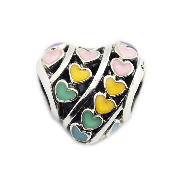 

Pandulaso New Spring Colorful Heart Silver Beads for Jewelry Making Women Fashion Silver 925 Jewelry Fit DIY Original Bracelets
