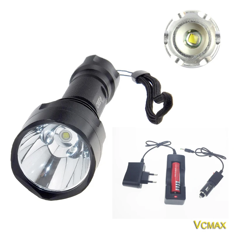 VICMAX C8 Flashlight T6 2000Lumens 5Mode Torch + Battery Car/Charger
