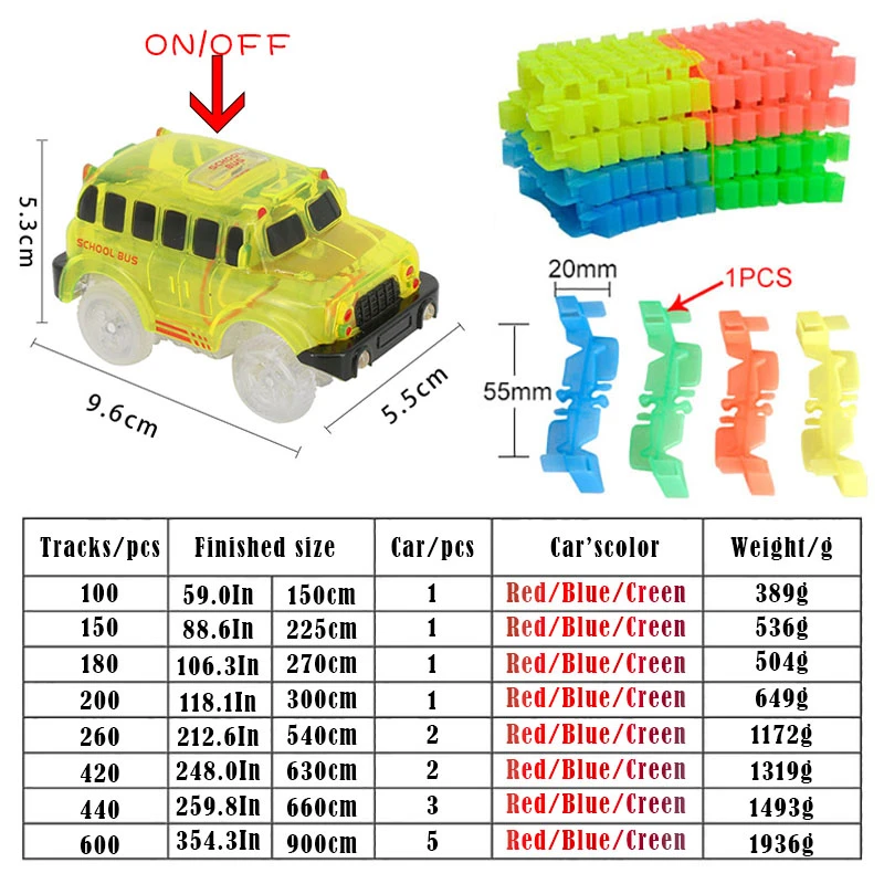 flexible glow tracks cars