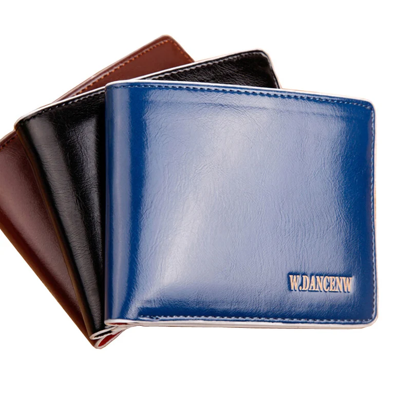 

Hot Sale Fashion New Men Wallets Quality Patent Leather Mobile Page Short Style 3 Colors Credit Card Holder Wallet Free Shipping