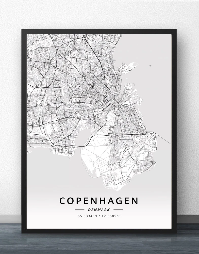 Copenhagen Odense Denmark Map Poster Painting Calligraphy Aliexpress