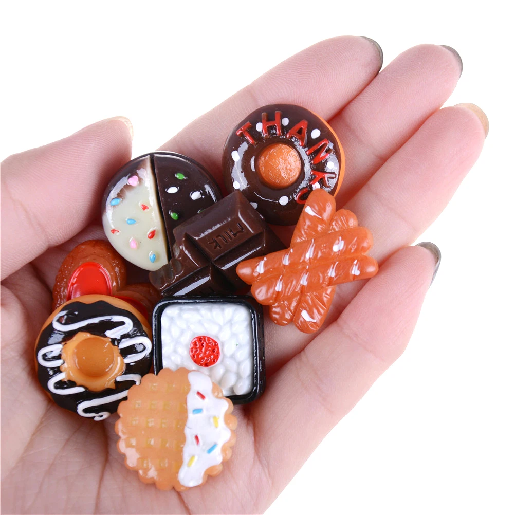

3PCS/lot Cute Food Bread Chocolate Cake Flat DIY Embellishment Scrapbooking Accessories Home Decor Resin Miniature