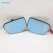 Blue Wing Mirror Glass With Base-Heated Car Angle Wide Glare Proof Mirror LED Turn Signal Lamp For Honda Civic 2016-2017