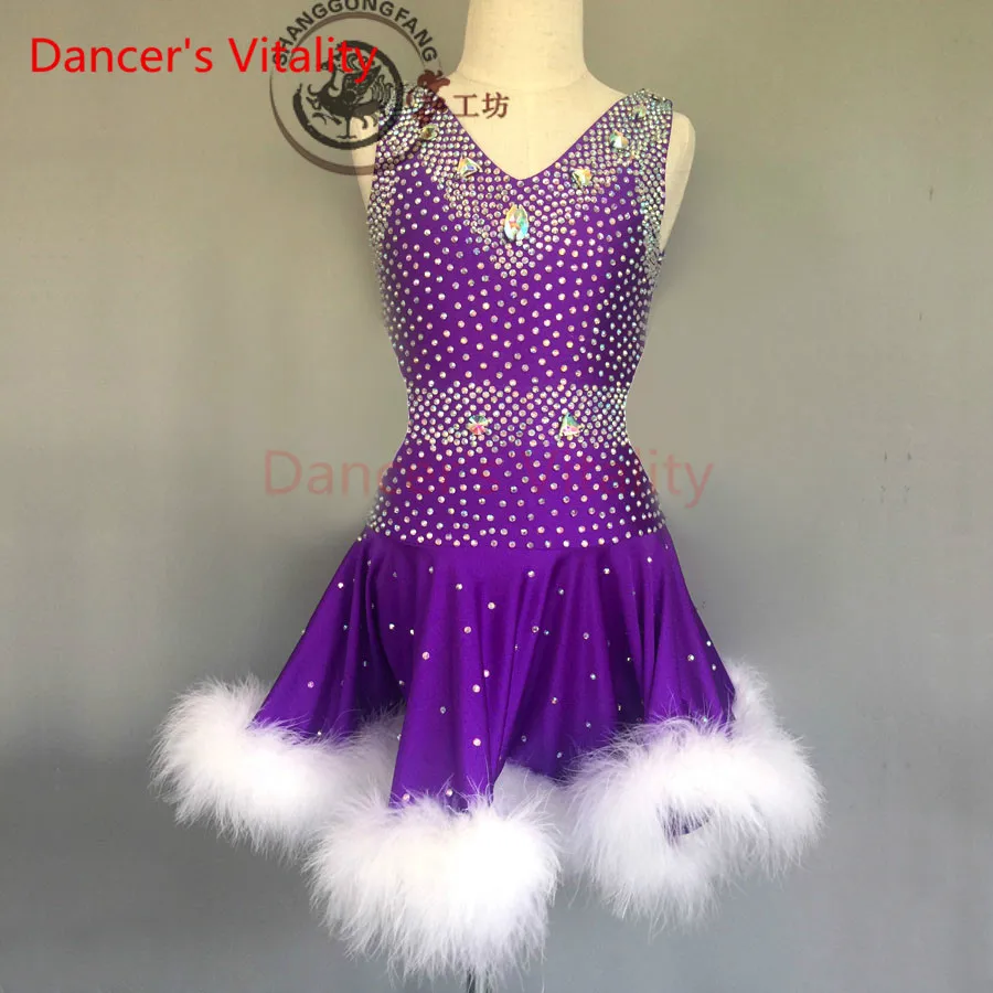Dancer's Vitality New Brand Diamond Belt V collar Latin Dance Dress