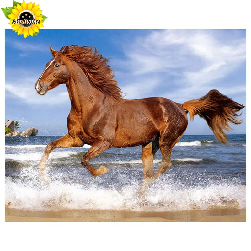 YIKELA 5d diy full square drill diamond painting embroidery galloping horse Cross Stitch Rhinestone mosaic home decor gift | Дом и сад