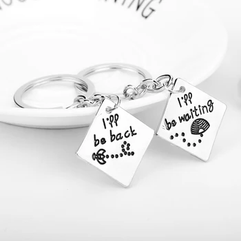 

1 pair Lovers Couples Keychain Key Rings Letters I'll Be Back, I'll Be Waiting Keyfob Best Friends Key Chain Romantic Trinket-50