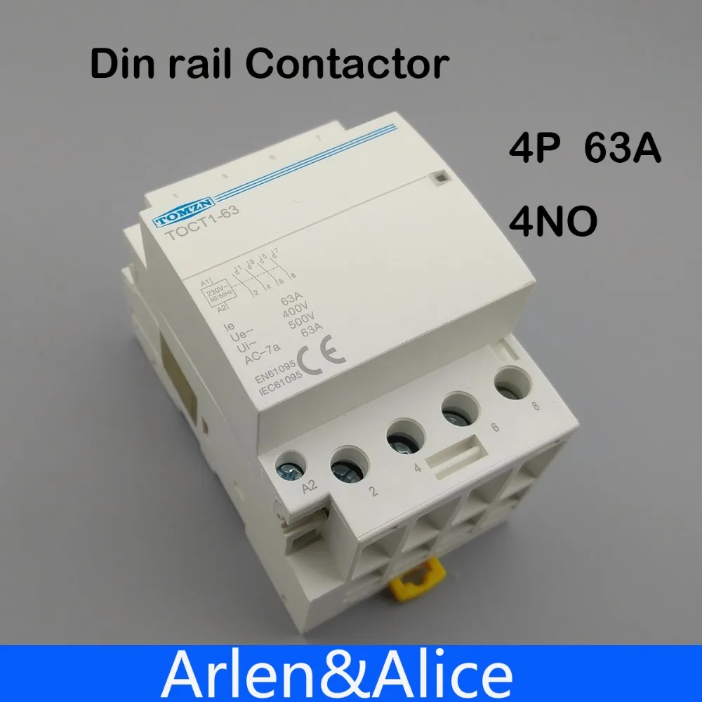 TOCT1 4 P 63A 220 В катушки 400V ~ 50/60 Гц din-рейку бытовой ac модульная контактор 4NO 2NO 2NC 4NC - изображение