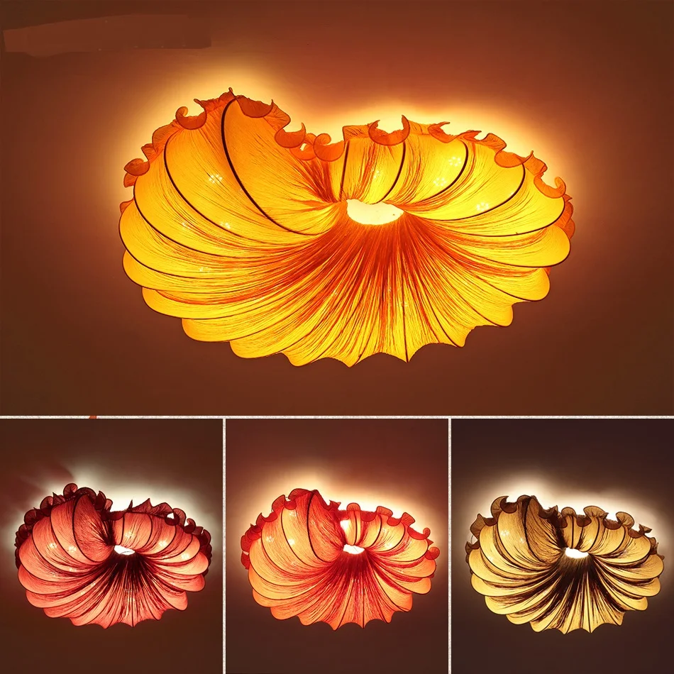 

Modern Chinese bedroom ceiling lights romantic wedding room round conch artistic creation multi color ceiling lamp