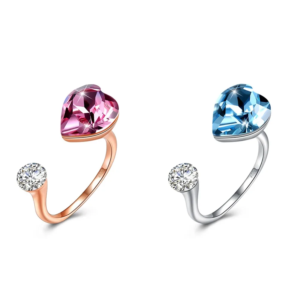 

Engagement Ring For Women Charm Wedding 2 Color Pink Blue Crystals from Swarovski Rings Open Luxury Jewelry Party Accessories