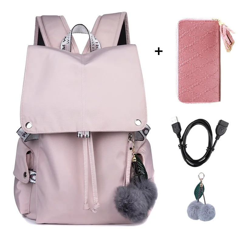Водонепроницаемый женский рюкзак, черный и розовый водонепроницаемый рюкзак, рюкзак для девочек, студенческий рюкзак, mochilas de mujer de moda - Цвет: Set 3