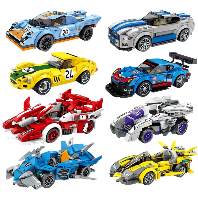 

Racing car compatible legoing building blocks set Formula one Racing F1 Ferraried Porsched Ford Fiesta Mustang McLaren kids toy