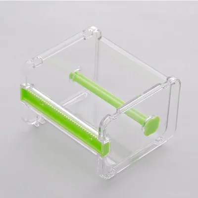 green Креативный и бумажный резак для ленты, канцелярские принадлежности, прозрачный держатель для ленты, диспенсер для ленты - Цвет: green