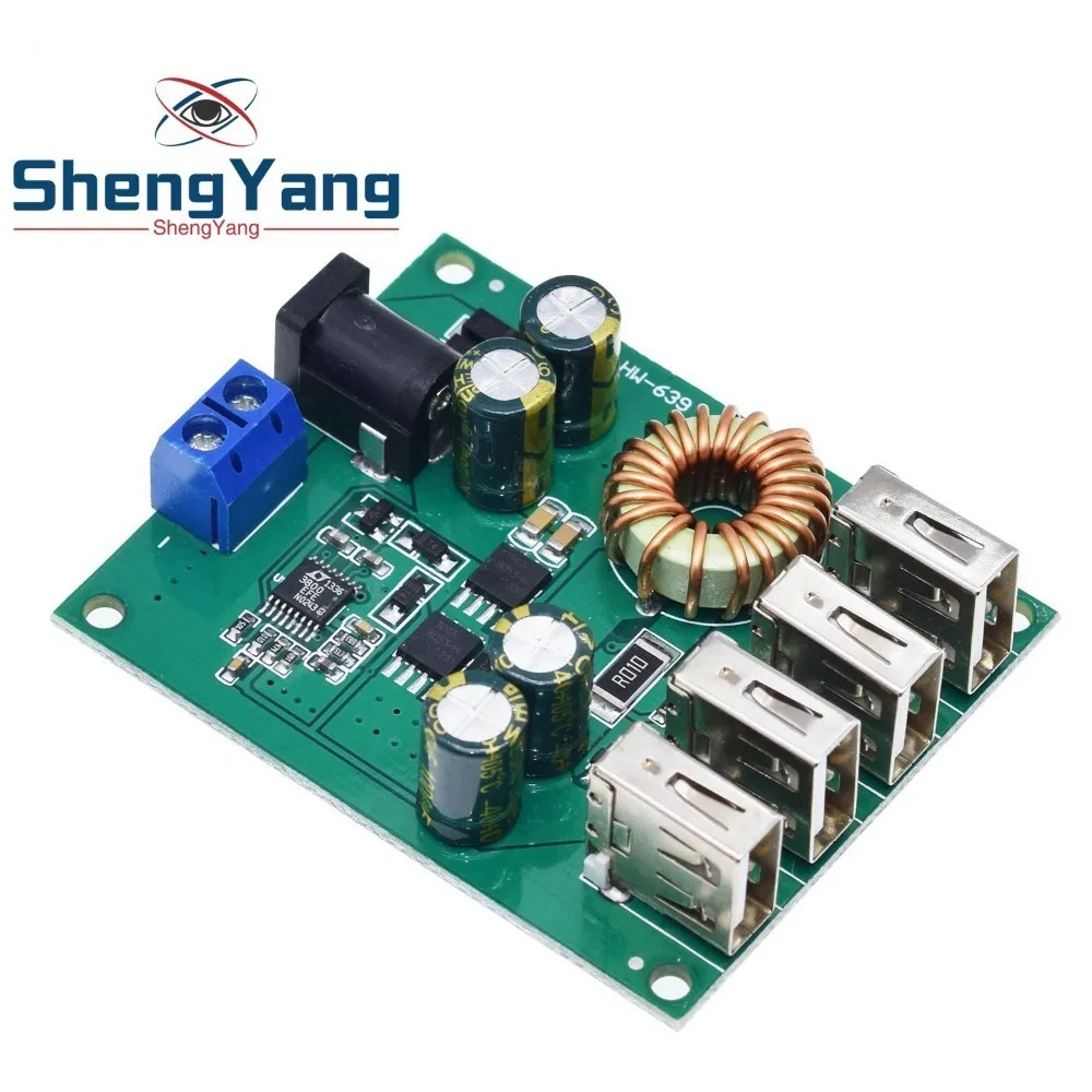 

DC DC 7V-60V to 5V 5A 4 Four USB Output Buck Converter Board Step Down Power Supply Module Car Charger High Speed