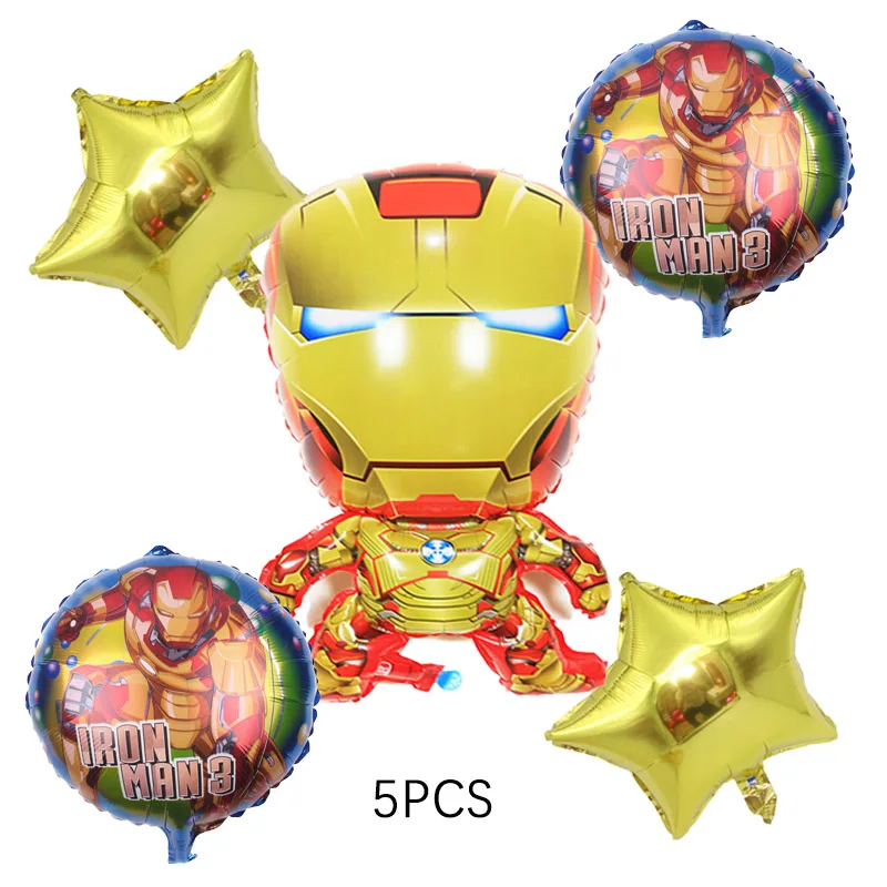 5 штук, фольгированные шары Железного человека, 18 дюймов, круглые и пять звезд, супер герой, украшение для свадьбы, дня рождения, вечеринки, любимая игрушка Железного человека для детей