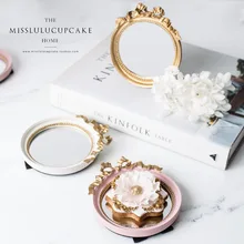 Мини торт лоток Европейский винтажное зеркало пластина золото/розовый/белый Спокойный макияж зеркало украшение для шоколадных конфет торт инструмент