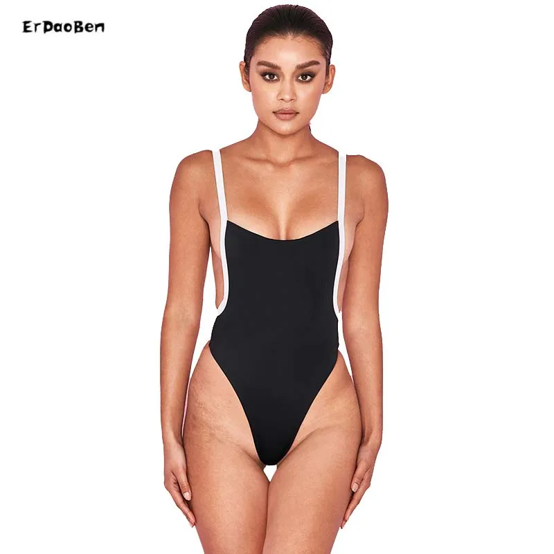 ERDAOBEN One Piece Women 2018 Summer font b Fitness b font Bodycon Strap Rompers Women Bodysuit
