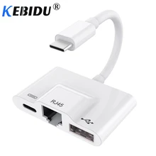 Kebidu 3,0 концентратор Тип c к USB 3 в 1 для Thunderbolt 3 док-станция Lan RJ45 сеть и USB C PD зарядный порт OTG адаптер для Dell XPS
