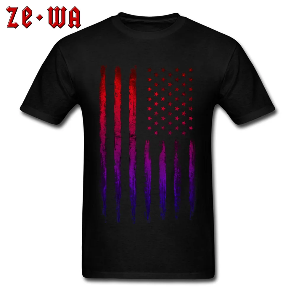 Colorful American flag Tshirts Designer Short Sleeve Normal 100% Cotton Round Neck Men Tops Shirts Printed T Shirts Summer Colorful American flag black