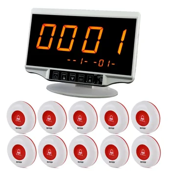 

DAYTECH Restaurant Paging System Wireless Calling System Waiter Caregiver Pager 1PC LCD Display 10PCS Waterproof Call Buttons