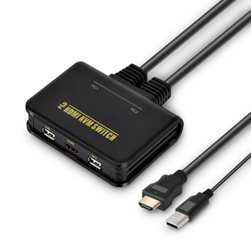 KVM переключатель 2 в 1 выход USB Авто HDMI компьютерный переключатель 2 компьютеры общая клавиатура мышь Дисплей Бесплатная 2 Кабели поддержка