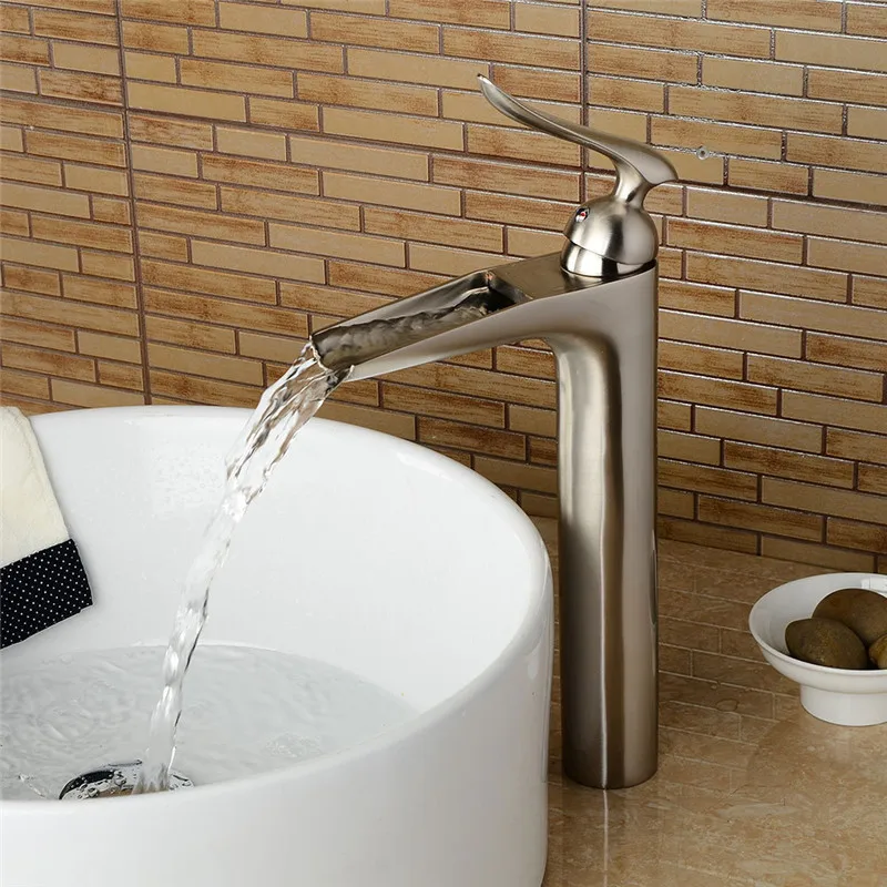 Bathroom Basin Faucet Waterfall Sink Faucet Nickel/Black Hot & Cold Basin Crane Tap Sink Mixer Tap Washbasin Torneira Grifo Bathroom Basin Faucet Waterfall Sink Faucet Nickel/Black Hot & Cold Basin Crane Tap Sink Mixer Tap Washbasin Torneira Grifo