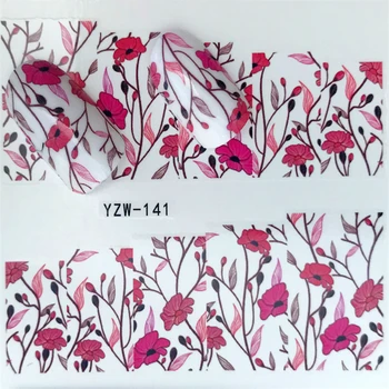

WUF 1 Sheet New Latest Pink Rose Flower Vine for DIY Nails Toes Decorations Water Transfer Sticker Nail Art Decals