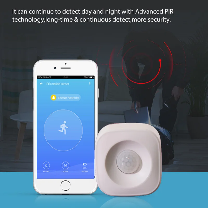 

KERUI WIFI PIR Motion Sensor Detector APP Control Standalone Alarm System For Home Security Compatible with ISO Android
