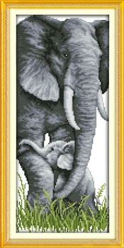 

The elephant mother and son (2),counted printed on fabric DMC 14CT 11CT Cross Stitch kits,embroidery needlework Sets, Home Deco