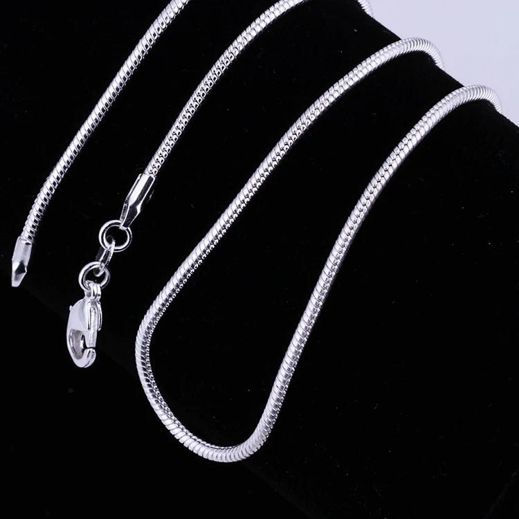 

Fine Jewelry Summer Style Silver Plated 2mm Snake Chain Necklace Gift 16",18",20",22",24" Drop Shipping LKNSPCC010