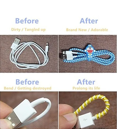 KEITHNICO 1PC 1.4M USB Charging Data Line Cable Protector Wire Cord Protection Wrap Cable Winder Organizer for iPhone