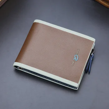 

Business Men Wallets High Capacity Leather Wallet for Men Short Trifold Clutch Purse Solid Zipper Coin Pocket Slim Wallet