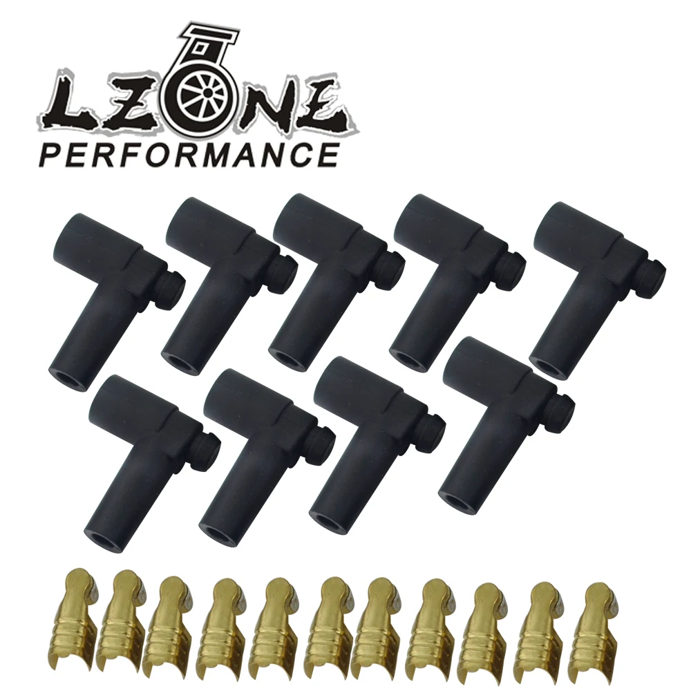 

LZONE - 9 pcs / set Universal Hei Style Distributor End Spark Plug Wire Rubber Boots & Stainless Steel Ends JR-SSC02