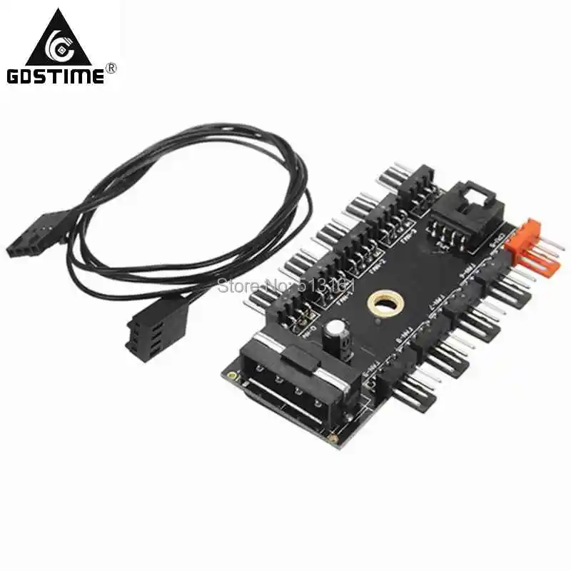 

Gdstime D Type SATA 1 to 10 4Pin Molex Cooler Cooling Fan Hub Splitter Cable PWM 4 Pin Power Supply Speed Controller Adapter