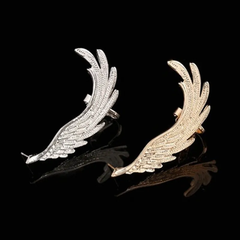

Fashion New Vintage Punk Antique Gold Tone Unique Wings Left Ear Cuff Jewelry For Women Clip Earrings cool good friend
