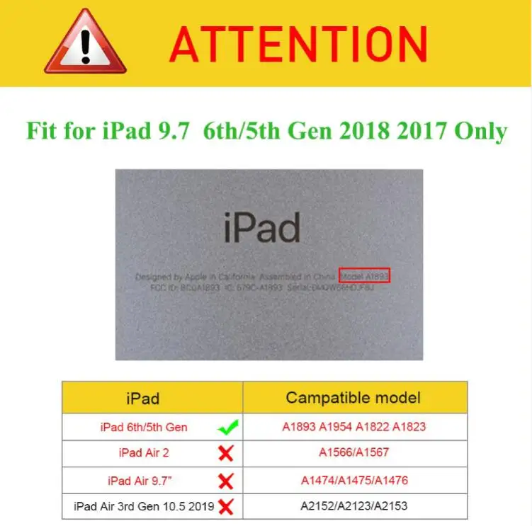 Чехол для нового iPad 9 7 2018 умный чехол из ПУ дюйма A1822 A1823 A1893 в твердой оболочке с