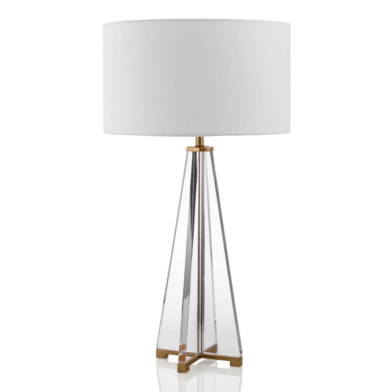 High End Post-modern American Country K9 Crystal Fabric Led E27 Table Lamp For Living Room Bedroom Study H 76cm Ac 80-265v 1389