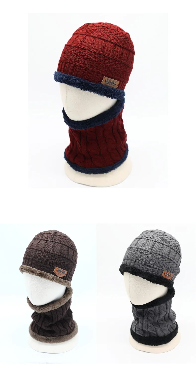 Новые плотные детские зимние шапки и шарф, комплект для мальчиков и девочек, вязаная шапка, Детские флисовые шапочки, Балаклава
