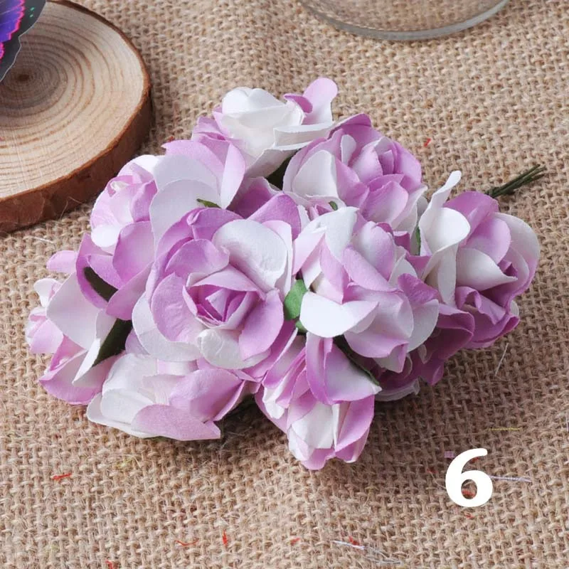 12 шт. 31 мм Искусственные бумажные розы цветочный свадебный Декор букета Скрапбукинг DIY CP0013X - Цвет: 6
