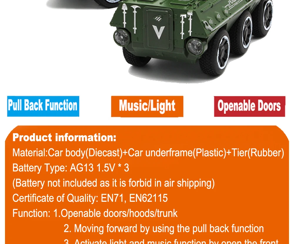 17 см длина литья под давлением бронированный колесный боевой танк модель автомобиля для мальчиков как игрушки подарок с коробкой/Музыка/светильник/функция оттягивания