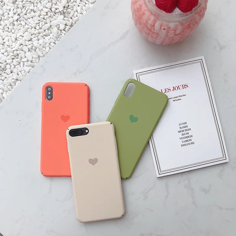 

BONVAN For iPhone X XR XS Max Case hard simple heart Protection Back Funda For iPhone 6 6s 7 8 Plus Phone Cover Coque
