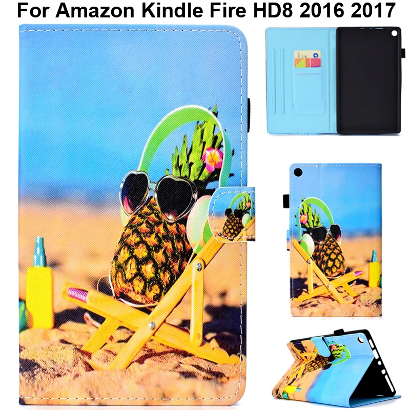 

Soft TPU Anti Knock Case for Amazon Kindle Fire HD8 2016 Stand Cover Shell With Card Slots KindleFire HD 8 2017 Pouch Sleeve Bag