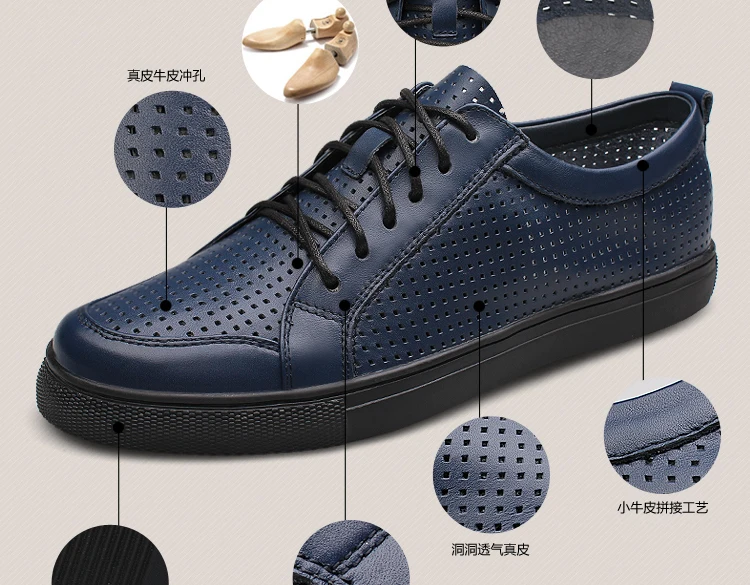 

Genuine Leather Men casual shoes Summer 2019 Breathable Soft Driving Men's Handmade chaussure homme Net Surface Loafers C4