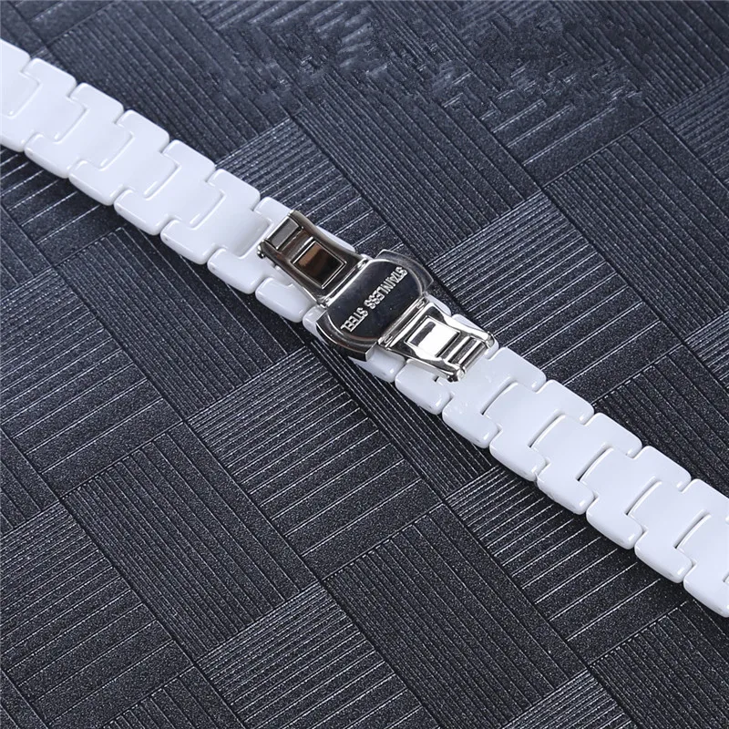 14mm White Ceramic Watchband 7MM Concave Interface End Replacement Women's Watch Strap Small Bracelet Wristwatches Bands Belt